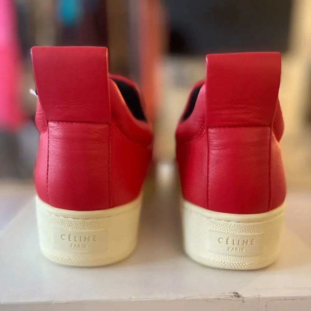 Celine Red Leather Slip-On Sneakers (Size 37) Full Inclusion. NWT